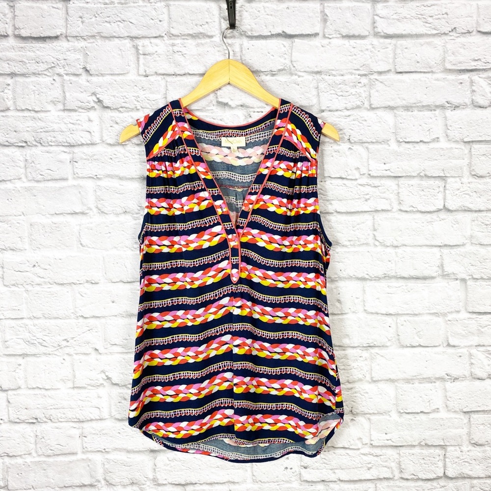 ModCloth Bright Rope Print V Neck Tank Top